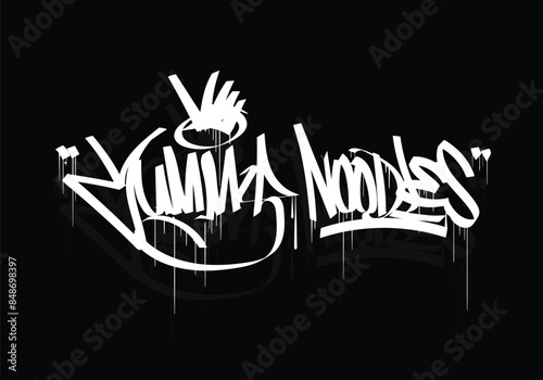 YUMMY NOODLES graffiti tag style design