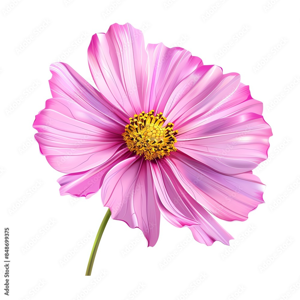 Obraz premium A cosmos clipart, flower element, vector illustration, pink, isolated on white background