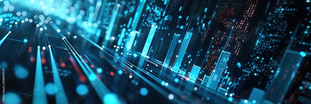 ภาพประกอบสต็อก Stereoscopic Data Chart, Visual Data Screen, DataTable ...