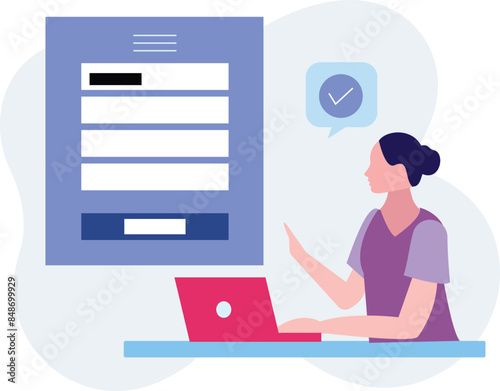 Girl is telling about online sign in account.