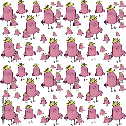 seamless pattern with animals chickens
