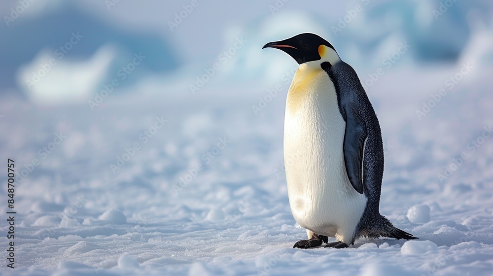 Obraz premium Penguin walking through snow