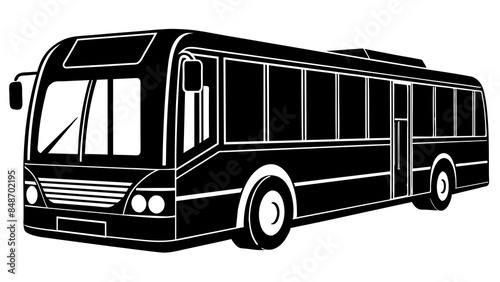 A bus drives down the road in front of a city filled with bustling streets and towering buildings. A bus travels along the road in a city filled with busy streets and tall buildings.