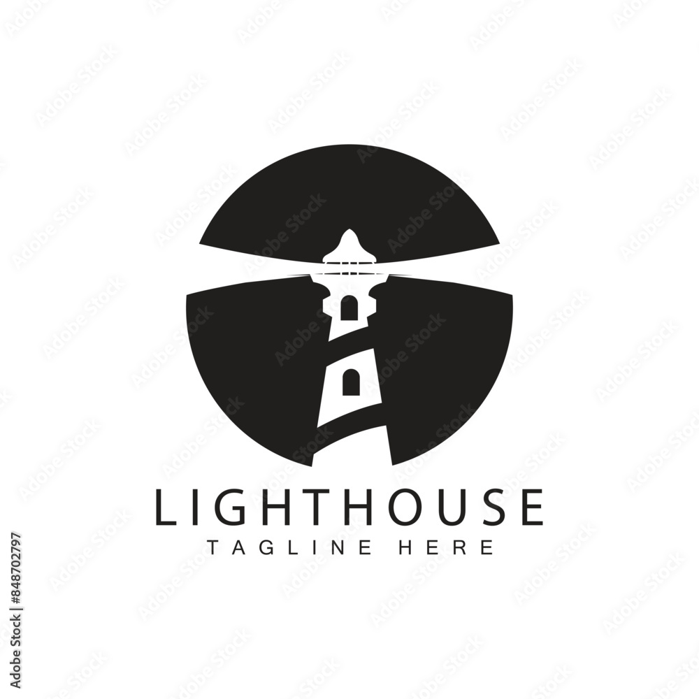 Lighthouse logo vector beacon tower ship signal simple beach port design template Lighthouse logo vector beacon tower ship signal simple beach port design template