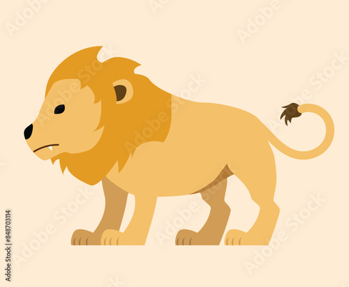 Lion Animal Simple Flat Design Vector