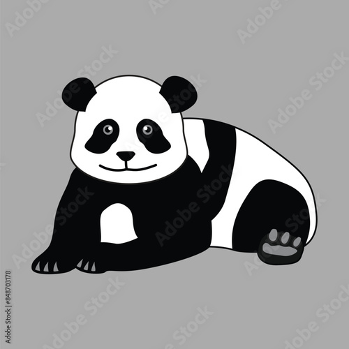 Panda Animal Simple Flat Design Vector