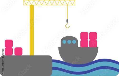 ship cargo port vehicle transportation illustration
