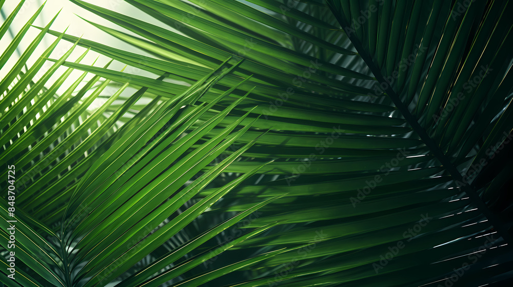 Close up of green leaves of palm tree Close up of green leaves of palm tree