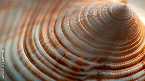 A macro photograph of a seashell's surface, highlighting the concentric lines and natural ridges in high detail. 32k, full ultra hd, high resolution