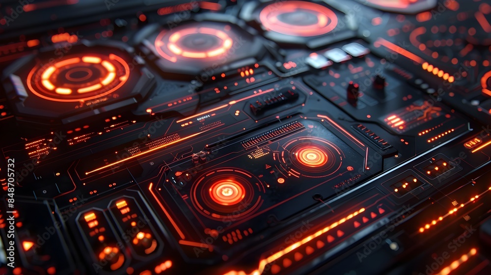 Sleek Futuristic UI Elements with Metallic and Neon Accents Showcasing Advanced Digital Technology Sleek Futuristic UI Elements with Metallic and Neon Accents Showcasing Advanced Digital Technology