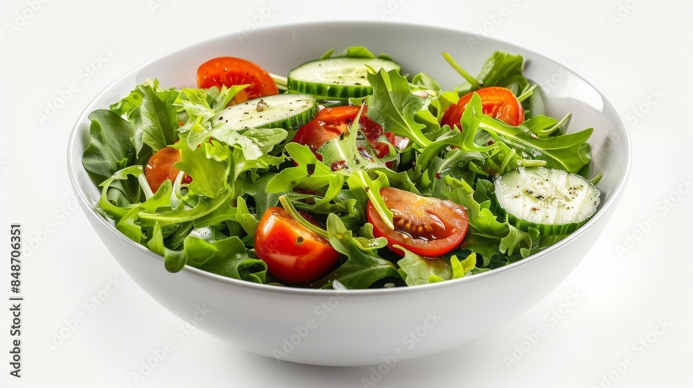 bowl of salad with tomatoes, cucumbers, and lettuce bowl of salad with tomatoes, cucumbers, and lettuce