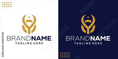 Creative YO horn letter logo with abstract and simple design concept, Design Inspiration, Illustration, Vector