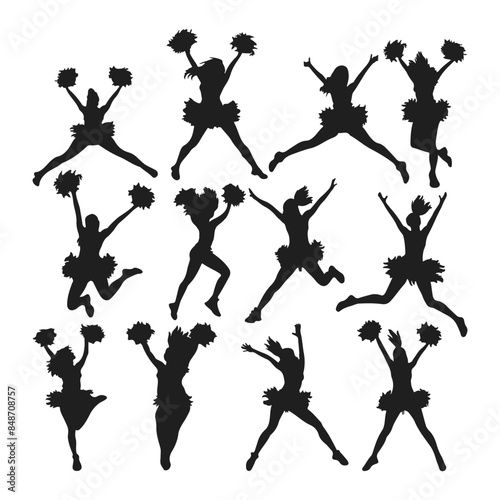 Cheerleader woman sport silhouette Pro Vector