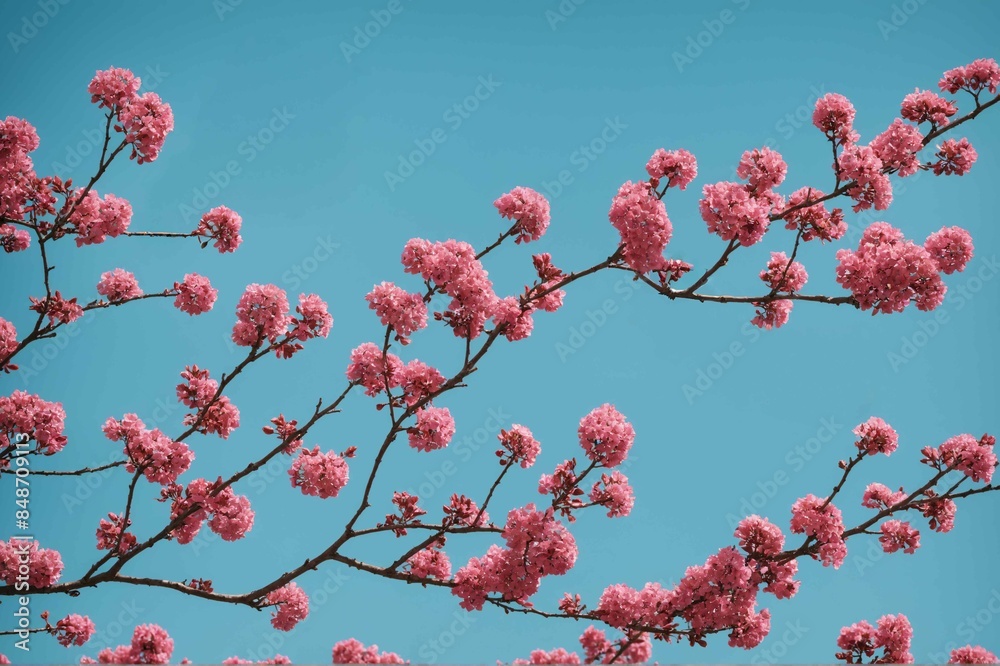 cherry blossom in spring pink and blue sky cherry blossom in spring pink and blue sky