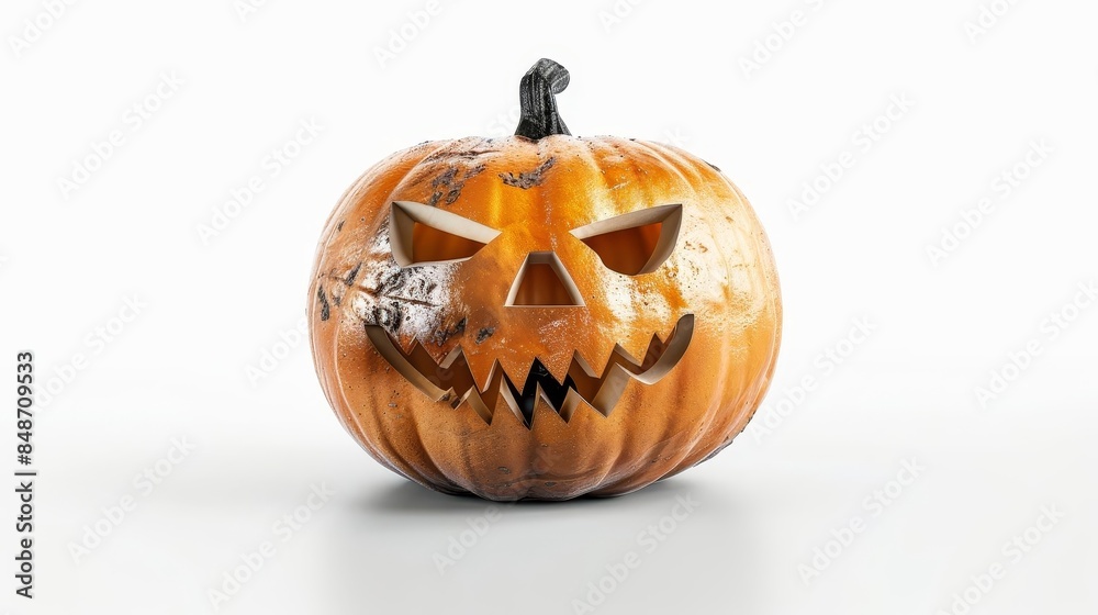Fototapeta premium carved pumpkin with a face on it