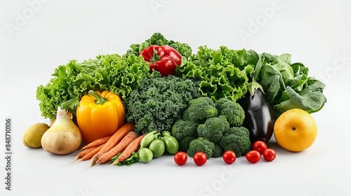 pile of fresh vegetables including broccoli, carrots, tomatoes, and other vegetables © LUPACO IMAGES