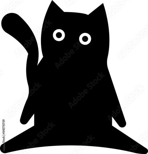 Cat icon in fill style. Animal silhouette Black Pet Symbol for templates, website design and infographics, Drawing with children. Home animal sign illustration isolated on transparent background.