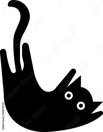 Cat icon in fill style. Animal silhouette Black Pet Symbol for templates, website design and infographics, Drawing with children. Home animal sign illustration isolated on transparent background.