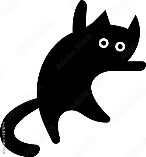 Cat icon in fill style. Animal silhouette Black Pet Symbol for templates, website design and infographics, Drawing with children. Home animal sign illustration isolated on transparent background.