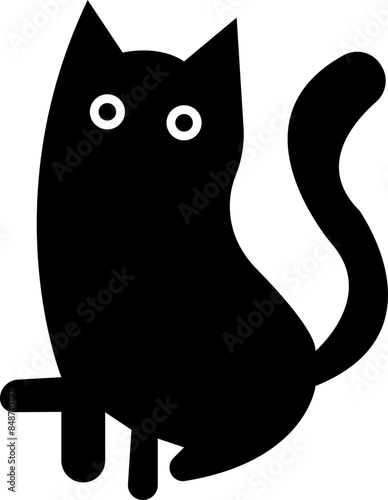 Cat icon in fill style. Animal silhouette Black Pet Symbol for templates, website design and infographics, Drawing with children. Home animal sign illustration isolated on transparent background.