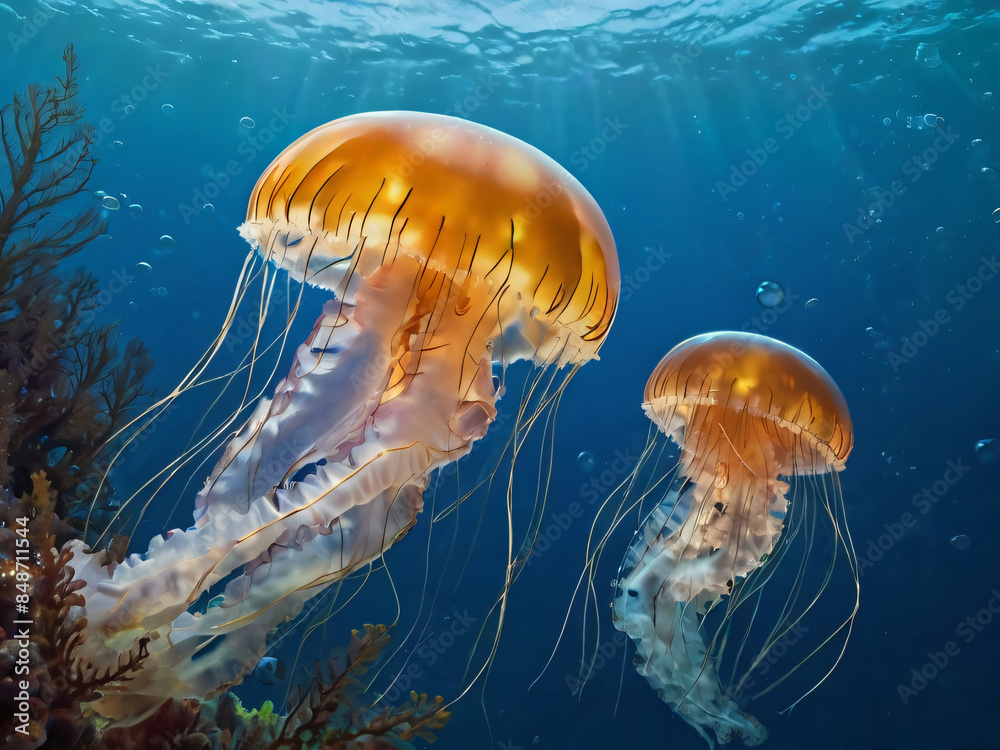 jellyfish in the sea jellyfish in the sea