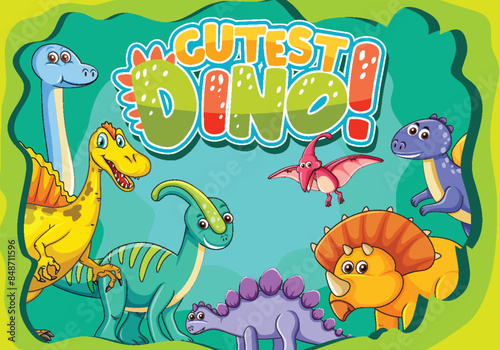 Cute dinosaurs in a vibrant scene