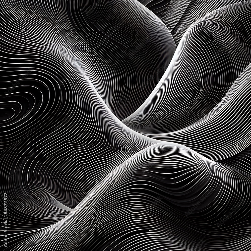 Black abstract background design. Modern wavy line pattern (guilloche curves) in monochrome colors. Premium stripe texture for banner, business backdrop. Black abstract background design. Modern wavy line pattern (guilloche curves) in monochrome colors. Premium stripe texture for banner, business backdrop.