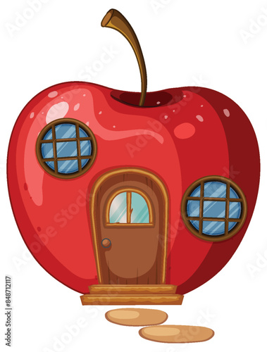 A whimsical house shaped like an apple