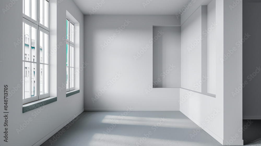 Empty room interior with no furniture, window lighting and copy space. Real Estate concept image or interior design concept. Empty room interior with no furniture, window lighting and copy space. Real Estate concept image or interior design concept.