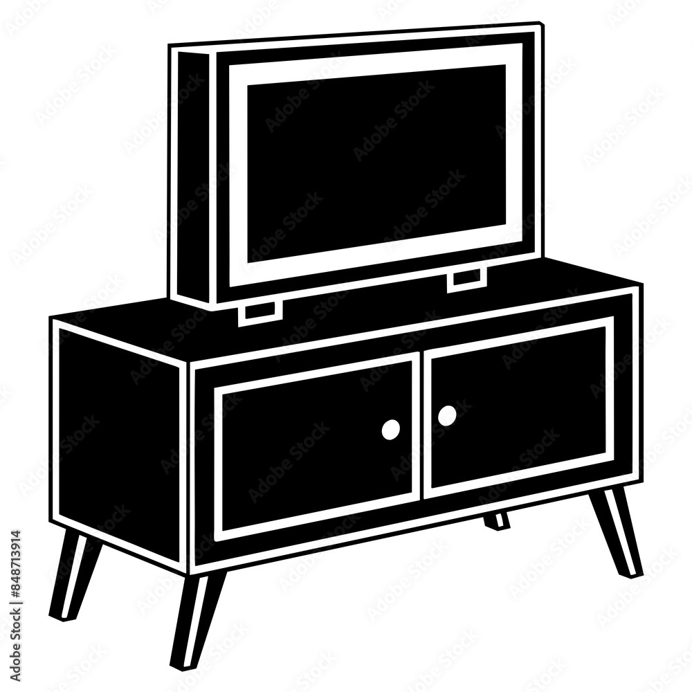 TV stand vector silhouette illustration svg file TV stand vector silhouette illustration svg file