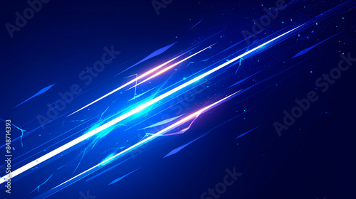 Dynamic Abstract Futuristic Blue Laser and Lightning Bolt Design