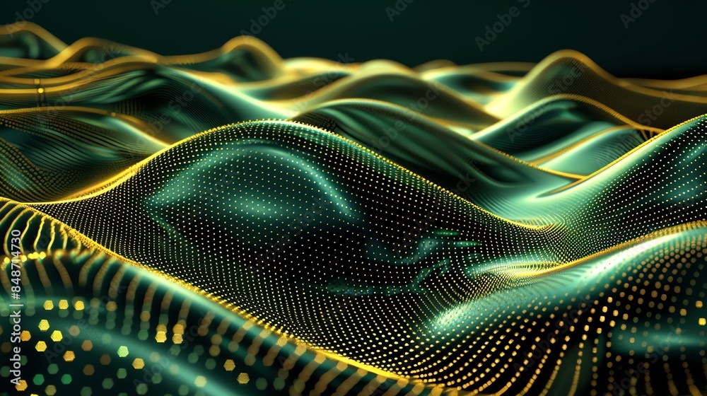 Naklejka premium wallpaper wave liquid green gold black luxury, 16:9, HD golden, elegant, emerald, modern, decoration, blue, graphic, banner, fashion, marbling