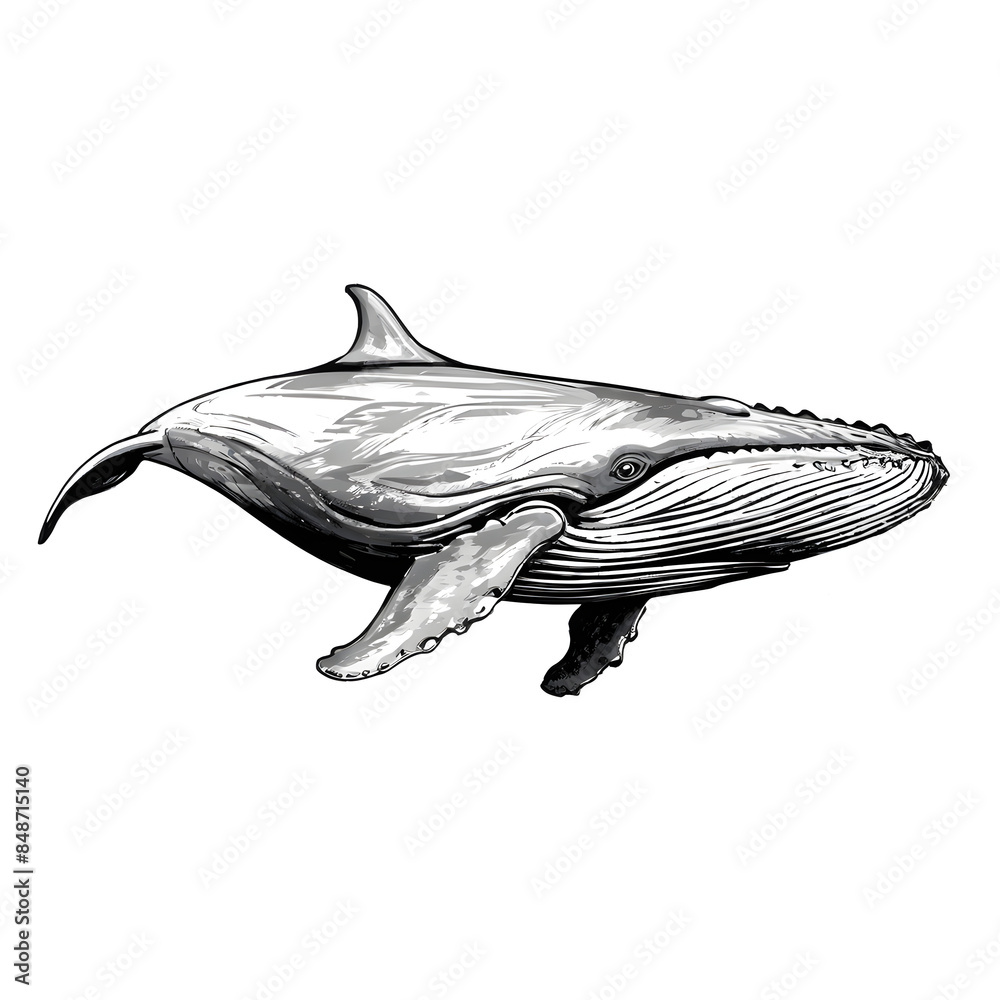 Fototapeta premium drawing of a Whale Illustration white background