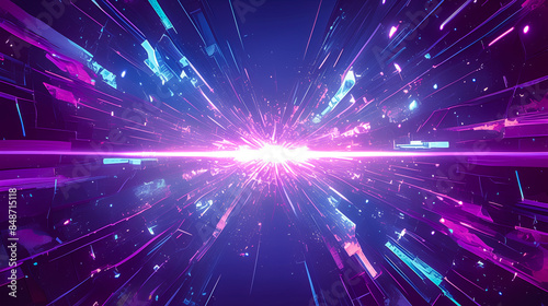 Futuristic Background with Colorful Laser Beams and Explosive Energy on Dark Background