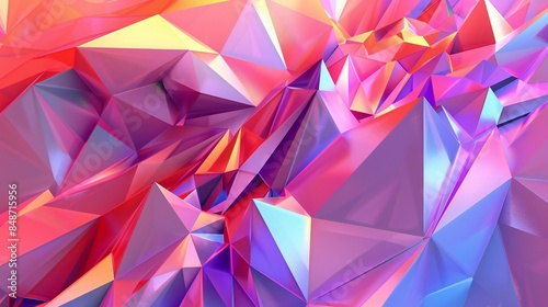 Dynamic low poly patterns intersect and intertwine, creating an intricate tapestry of shapes and colors.