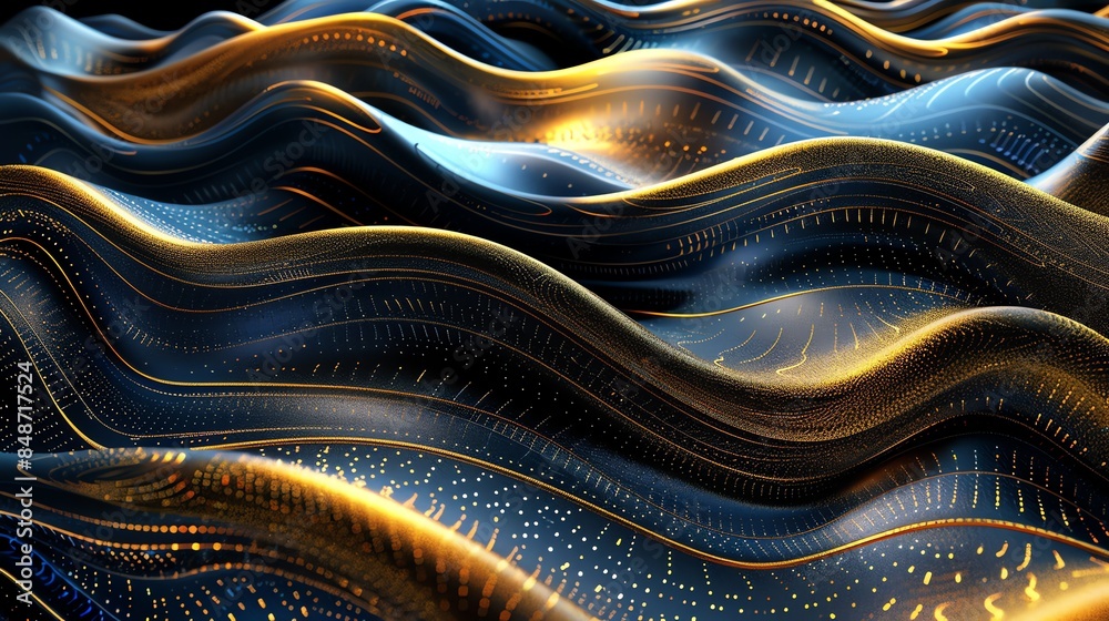 wallpaper waves liquid black gold blue surface macro view