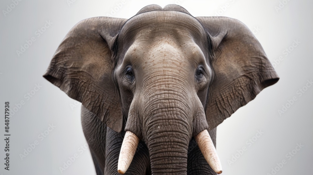 Obraz premium An Elephant's Face Conveys a Sense of Strength.