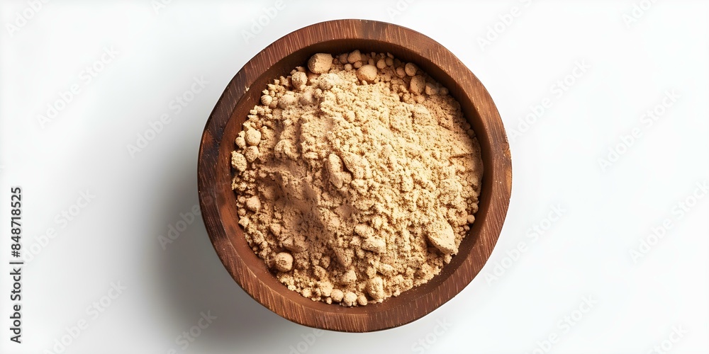 Promoting relaxation and calmness with Isolated Kava Kava powder on a white background. Concept Kava Kava Powder, Relaxation, Calmness, White Background, Product Promotion Promoting relaxation and calmness with Isolated Kava Kava powder on a white background. Concept Kava Kava Powder, Relaxation, Calmness, White Background, Product Promotion