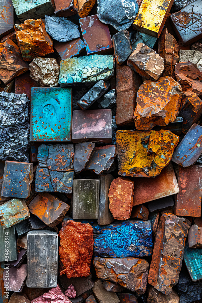 A pile of colorful rocks and stones. A pile of colorful rocks and stones.