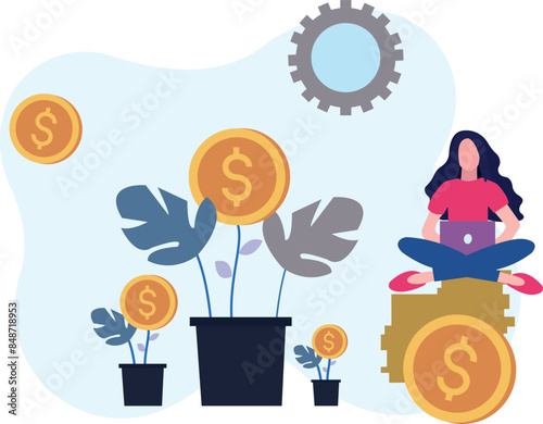 A girl is working on a finance business.