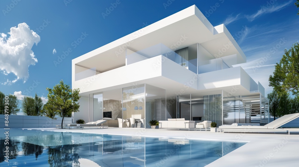 Fototapeta premium Modern house with swimming pool