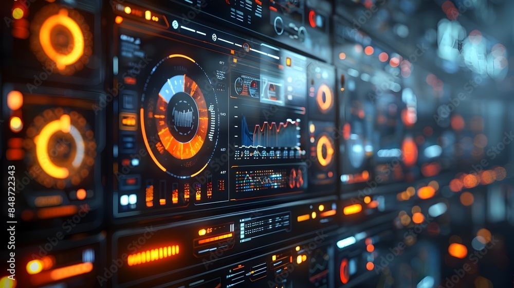 Futuristic Business Interface Displaying Interactive Data and Analytics in Sleek High Tech Digital Art Setting Futuristic Business Interface Displaying Interactive Data and Analytics in Sleek High Tech Digital Art Setting