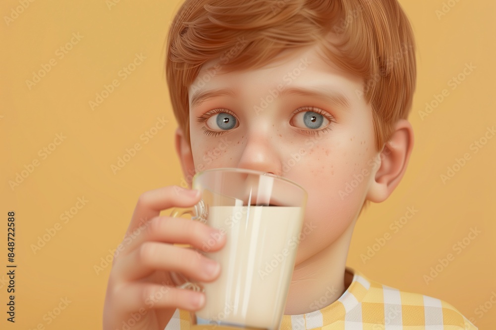 kid drink milk in 3d by generative ai kid drink milk in 3d by generative ai