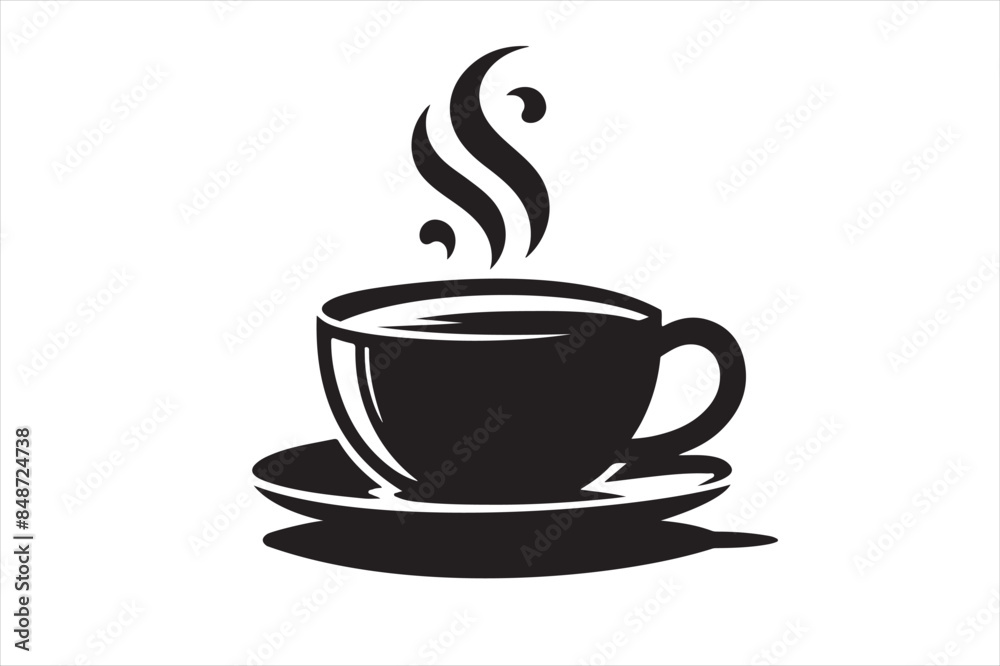 Obraz premium Tea cup vector silhouette image white background