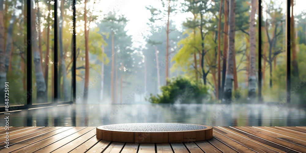 mockup photo of room window facing the forest, villa atmosphere, cottage, elegant natural atmosphere, for spa and beauty products mockup photo of room window facing the forest, villa atmosphere, cottage, elegant natural atmosphere, for spa and beauty products