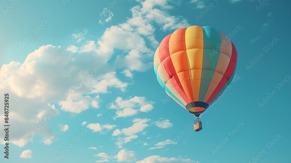 Naklejka premium A colorful hot air balloon floating in the sky