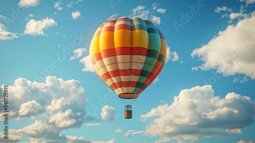  A colorful hot air balloon floating in the sky