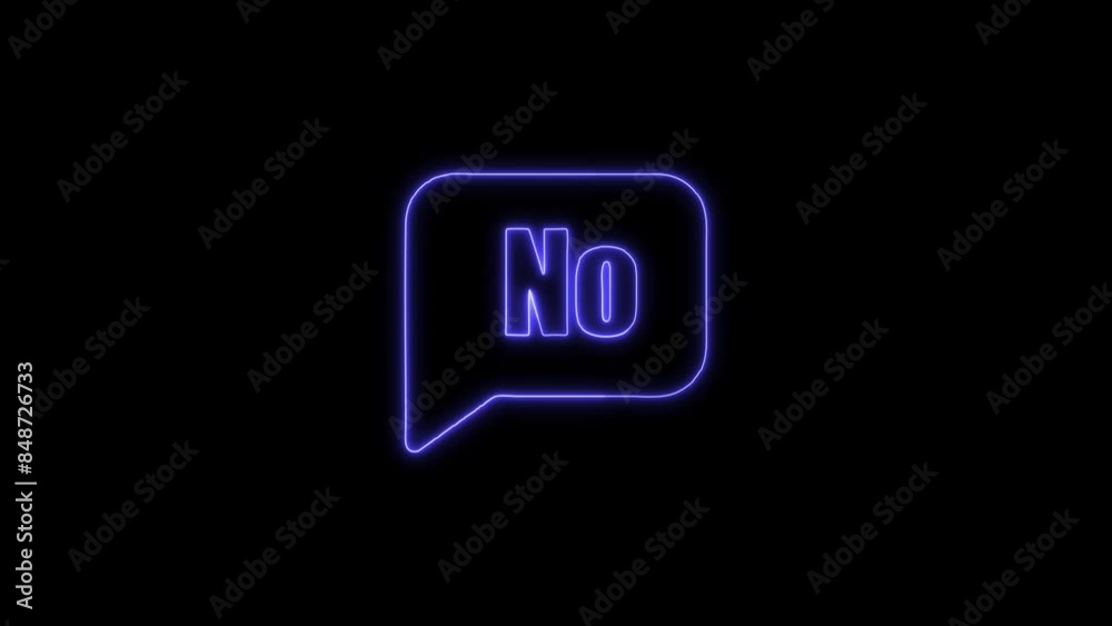 Neon Glowing No Bubble Icon and Symbol Animation on Black Background in 4K Video Neon Glowing No Bubble Icon and Symbol Animation on Black Background in 4K Video