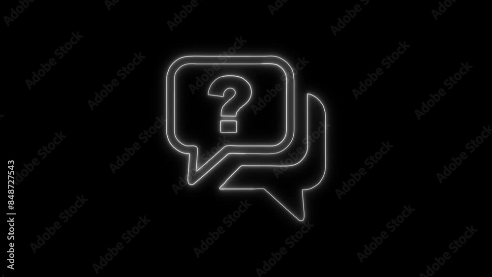 Neon Glowing How To Message Speech Bubble Icon and Symbol Animation on Black Background in 4K Video Neon Glowing How To Message Speech Bubble Icon and Symbol Animation on Black Background in 4K Video