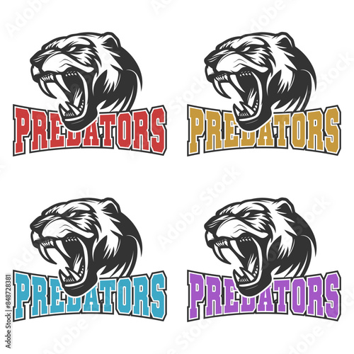 Predators Illustration Clip Art Design Shape. Mascot Silhouette Icon Vector.